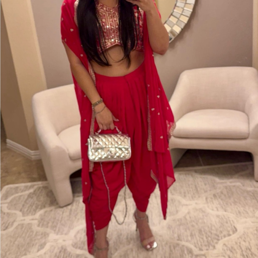 Pink patiala style suit Indian two piece with jacket